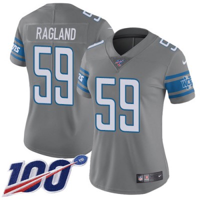 Nike Detroit Lions #59 Reggie Ragland Gray Women's Stitched NFL Limited Rush 100th Season Jersey